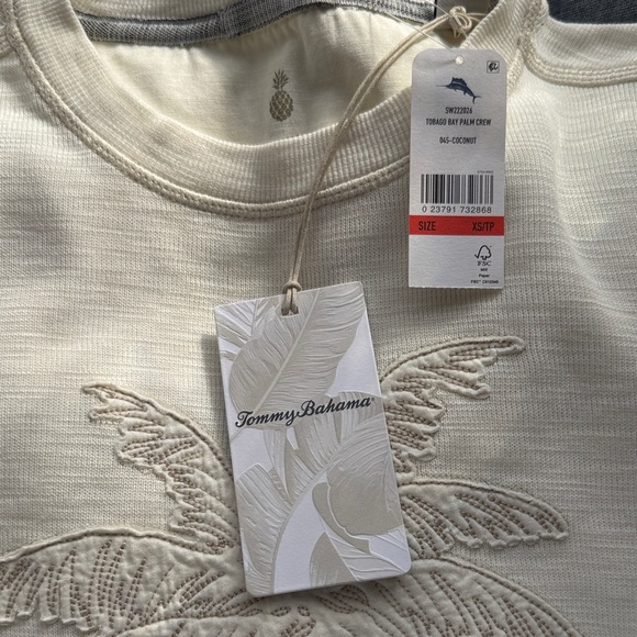 NWT Tommy Bahama Tobago Bay Palm Tree Embroidered crew - Picture 6 of 7